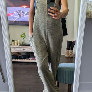 Gray Geen Ankle-Length French Terry Mineral Washed Jumpsuit with Relaxed Fit